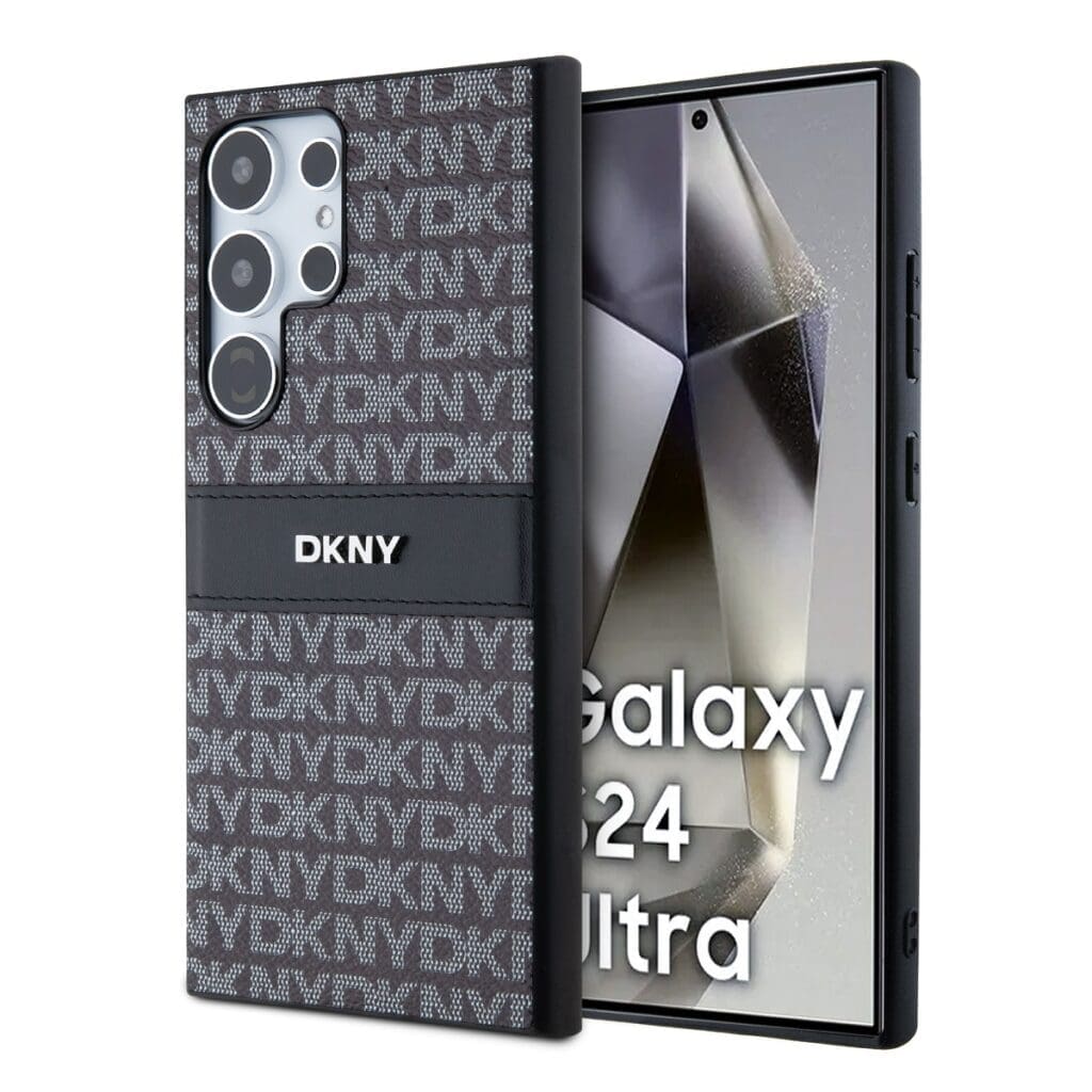 DKNY PC/TPU Repeat Pattern Tonal Stripe Samsung S24 Ultra Black Samsung Galaxy S24 Ultra Tok