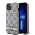 DKNY PU Leather Checkered Pattern and Stripe Beige iPhone 13 Tok