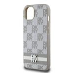 DKNY PU Leather Checkered Pattern and Stripe Beige iPhone 13 Tok