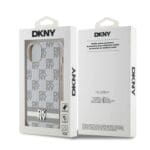 DKNY PU Leather Checkered Pattern and Stripe Beige iPhone 13 Tok