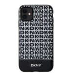 DKNY PU Leather Repeat Pattern Bottom Stripe MagSafe Black iPhone 11 Tok
