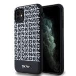 DKNY PU Leather Repeat Pattern Bottom Stripe MagSafe Black iPhone 11 Tok