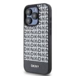 DKNY PU Leather Repeat Pattern Bottom Stripe MagSafe Black iPhone 14 Pro Max Tok