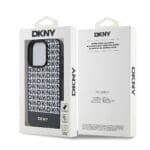 DKNY PU Leather Repeat Pattern Bottom Stripe MagSafe Black iPhone 14 Pro Max Tok