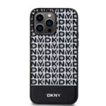 DKNY PU Leather Repeat Pattern Bottom Stripe MagSafe Black iPhone 15 Pro Max Tok