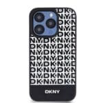 DKNY PU Leather Repeat Pattern Bottom Stripe MagSafe Black iPhone 15 Pro Tok