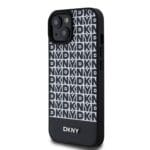DKNY PU Leather Repeat Pattern Bottom Stripe MagSafe Black iPhone 15 Tok