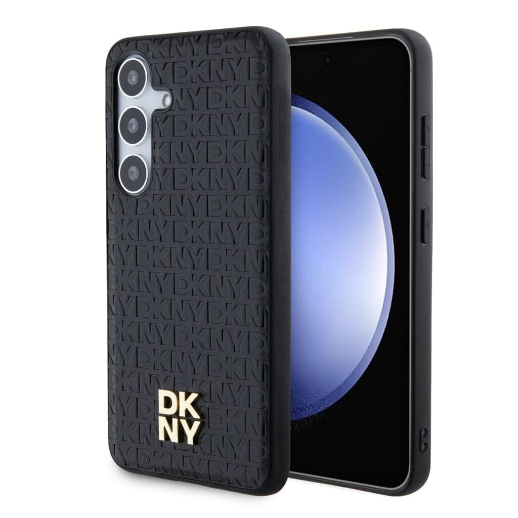 DKNY PU Leather Repeat Pattern Stack Logo MagSafe Black Samsung Galaxy S24 Plus Tok