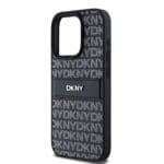 DKNY PU Leather Repeat Pattern Tonal Stripe Black iPhone 14 Pro Tok