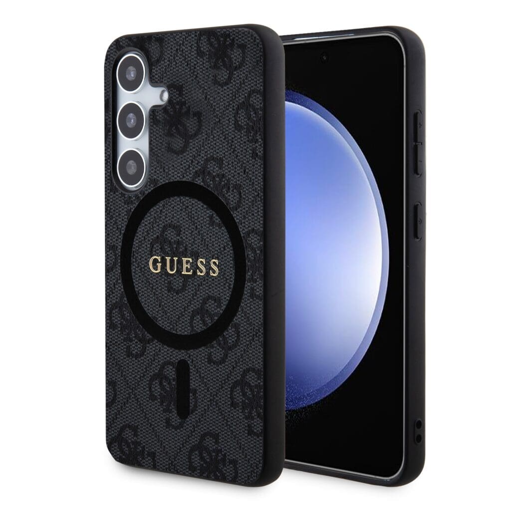 Guess PU Leather 4G Colored Ring MagSafe Black Samsung Galaxy S24 Plus Tok