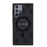 Guess PU Leather 4G Colored Ring MagSafe Black Samsung Galaxy S24 Ultra Tok