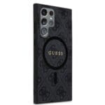 Guess PU Leather 4G Colored Ring MagSafe Black Samsung Galaxy S24 Ultra Tok