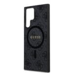 Guess PU Leather 4G Colored Ring MagSafe Black Samsung Galaxy S24 Ultra Tok