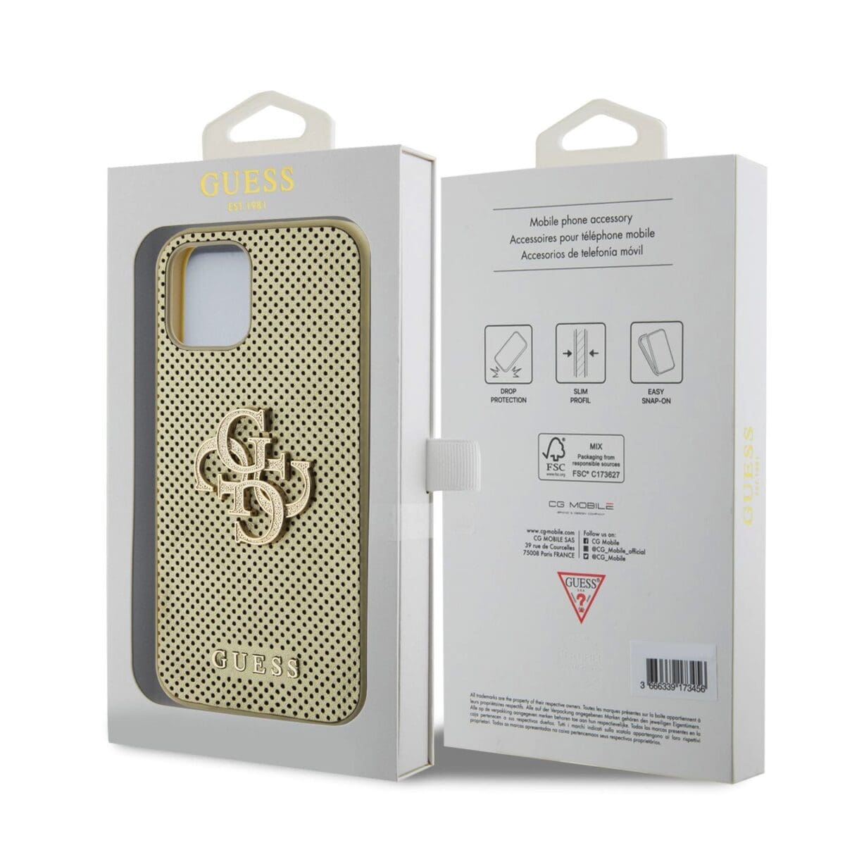 Guess PU Perforated 4G Glitter Metal Logo Gold iPhone 12/12 Pro Tok