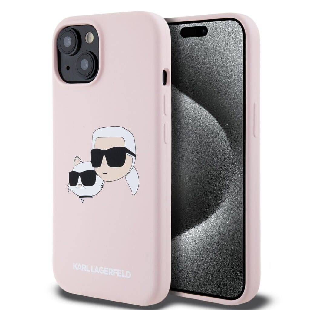Karl Lagerfeld Liquid Silicone Double Heads MagSafe Pink iPhone 15 Tok