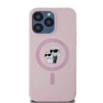 Karl Lagerfeld Liquid Silicone Karl and Choupette MagSafe Pink iPhone 15 Pro Max Tok
