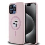 Karl Lagerfeld Liquid Silicone Karl and Choupette MagSafe Pink iPhone 15 Pro Max Tok