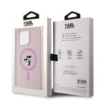Karl Lagerfeld Liquid Silicone Karl and Choupette MagSafe Pink iPhone 15 Pro Max Tok