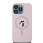 Karl Lagerfeld Liquid Silicone Karl and Choupette MagSafe Pink iPhone 15 Pro Tok