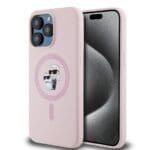 Karl Lagerfeld Liquid Silicone Karl and Choupette MagSafe Pink iPhone 15 Pro Tok