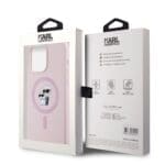Karl Lagerfeld Liquid Silicone Karl and Choupette MagSafe Pink iPhone 15 Pro Tok