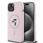 Karl Lagerfeld Liquid Silicone Karl and Choupette MagSafe Pink iPhone 15 Tok
