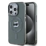 Karl Lagerfeld IML Choupette Head Metal Frame MagSafe Black iPhone 15 Pro Max Tok