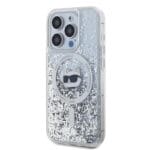 Karl Lagerfeld Liquid Glitter Choupette Head MagSafe Transparent iPhone 15 Pro Tok