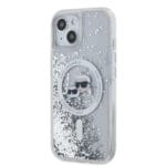 Karl Lagerfeld Liquid Glitter Karl and Choupette Heads MagSafe Transparent iPhone 15 Tok