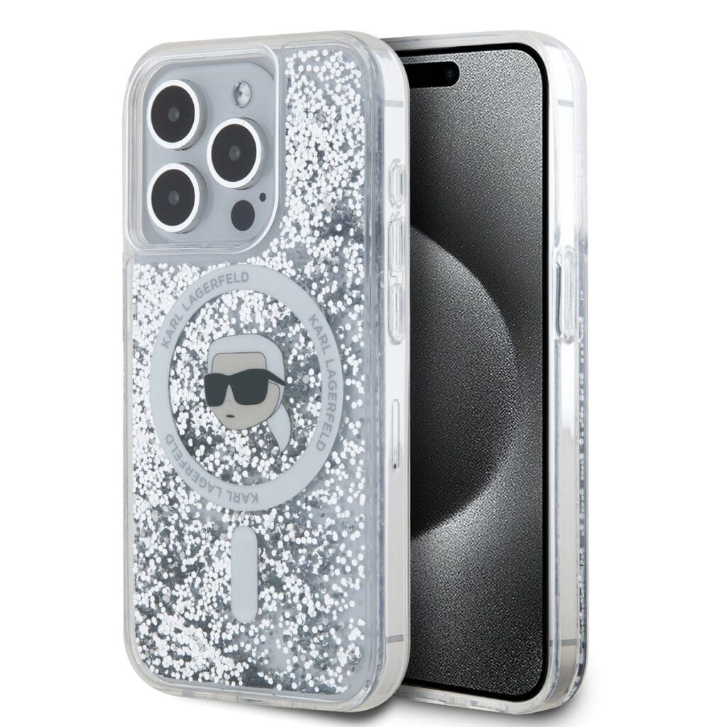 Karl Lagerfeld Liquid Glitter Karl Head MagSafe Transparent iPhone 15 Pro Max Tok