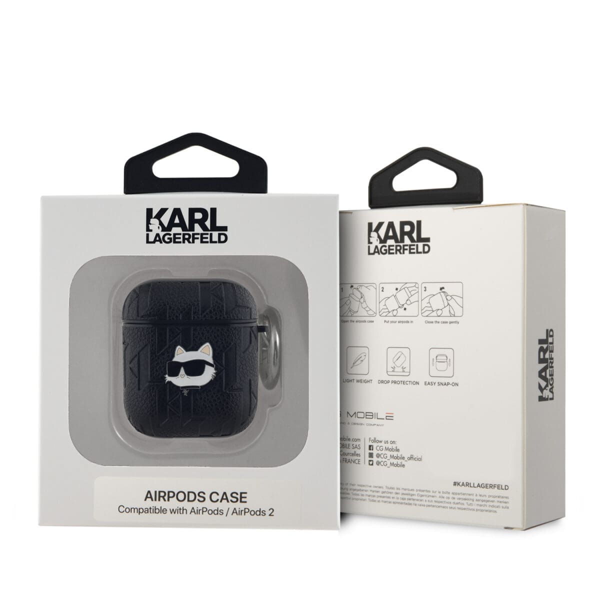 Karl Lagerfeld PU Embossed Choupette Head Black AirPods 1/2 Tok