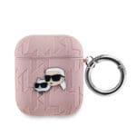 Karl Lagerfeld PU Embossed Karl and Choupette Heads Pink AirPods 1/2 Tok