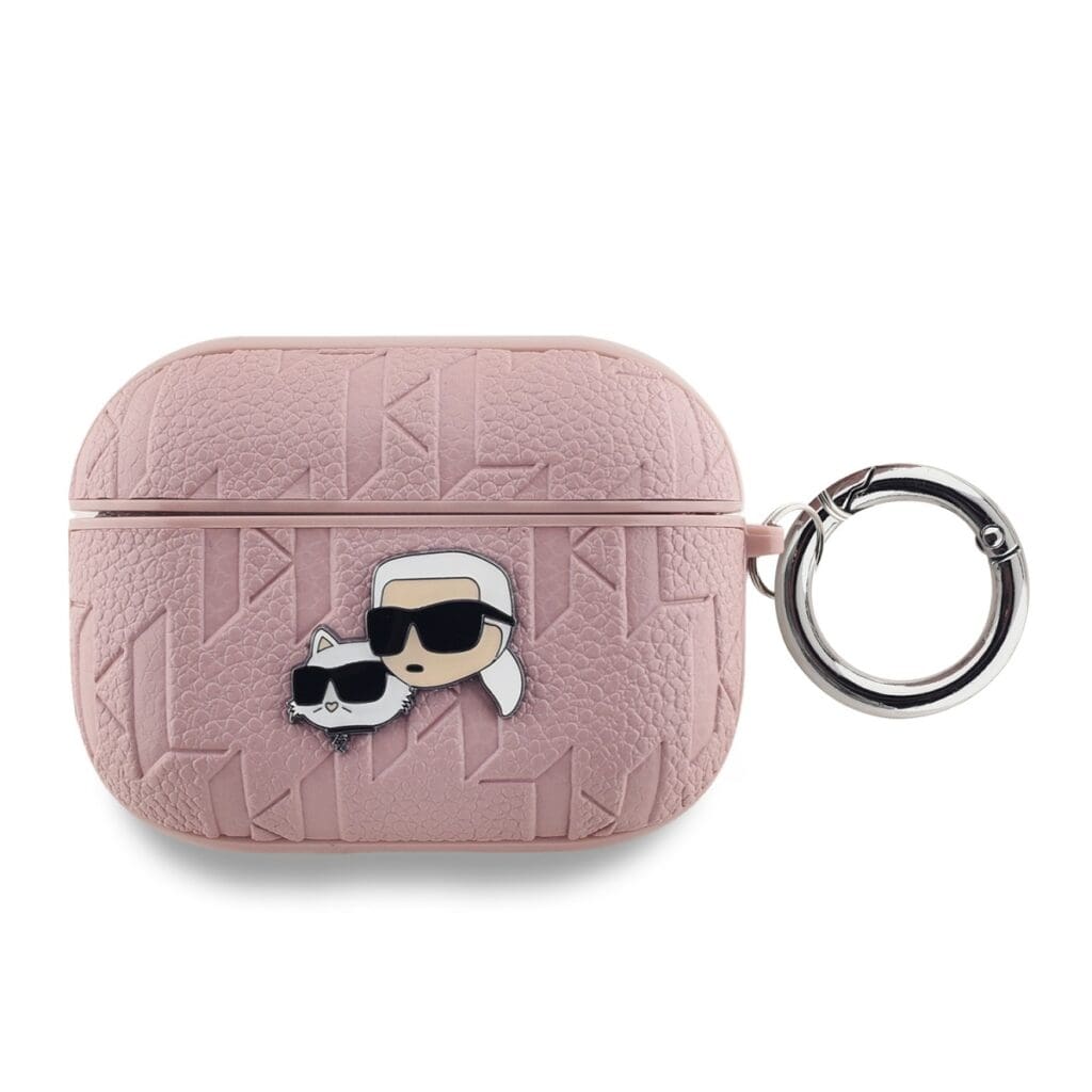 Karl Lagerfeld PU Embossed Karl and Choupette Heads Pink AirPods Pro Tok