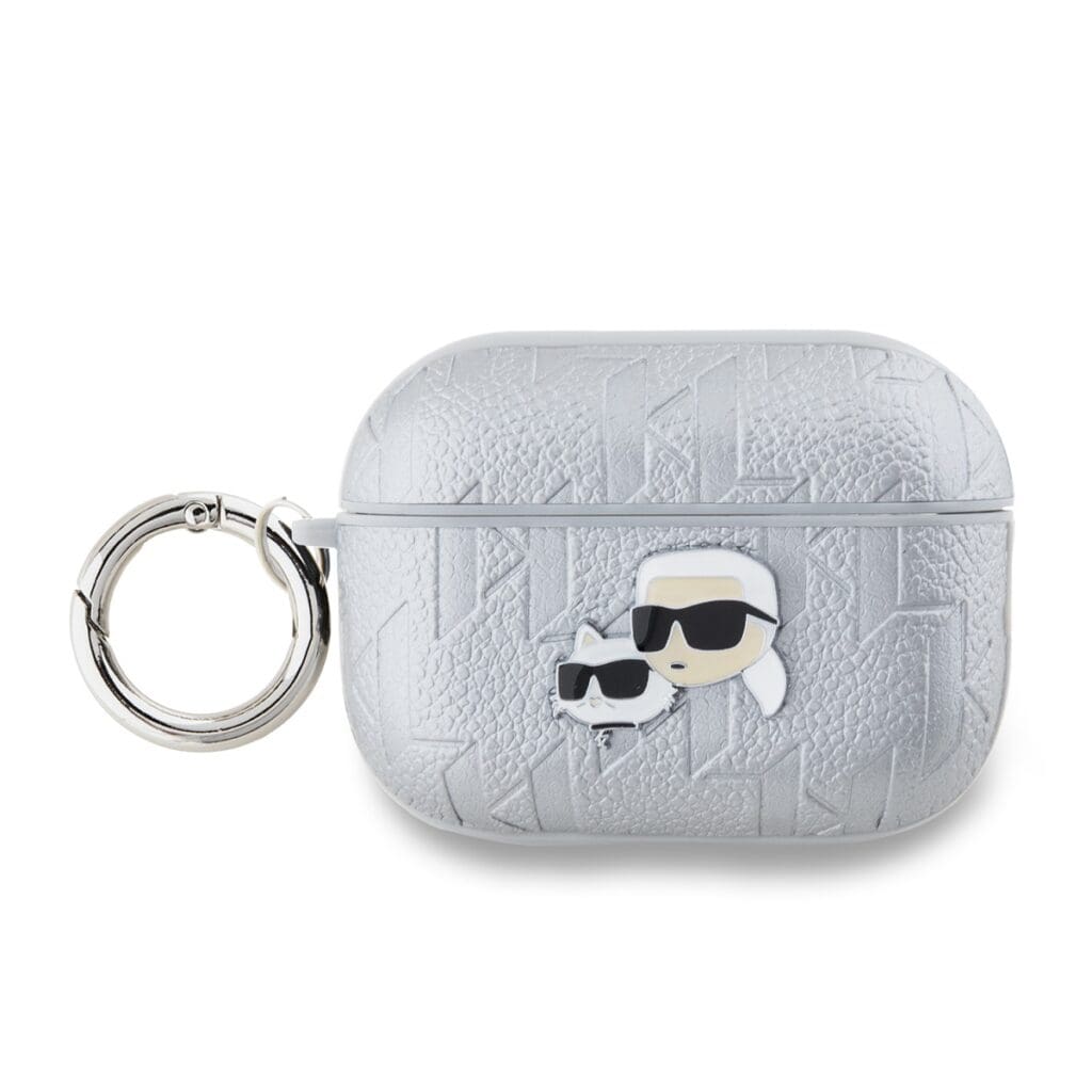 Karl Lagerfeld PU Embossed Karl and Choupette Heads Silver AirPods Pro 2 Tok