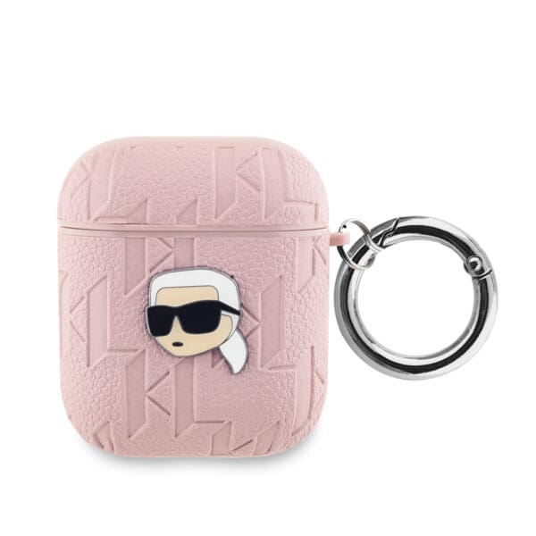 Karl Lagerfeld PU Embossed Karl Head Pink AirPods 1/2 Tok
