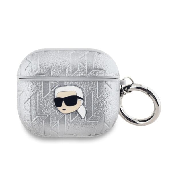 Karl Lagerfeld PU Embossed Karl Head Silver AirPods 3 Tok