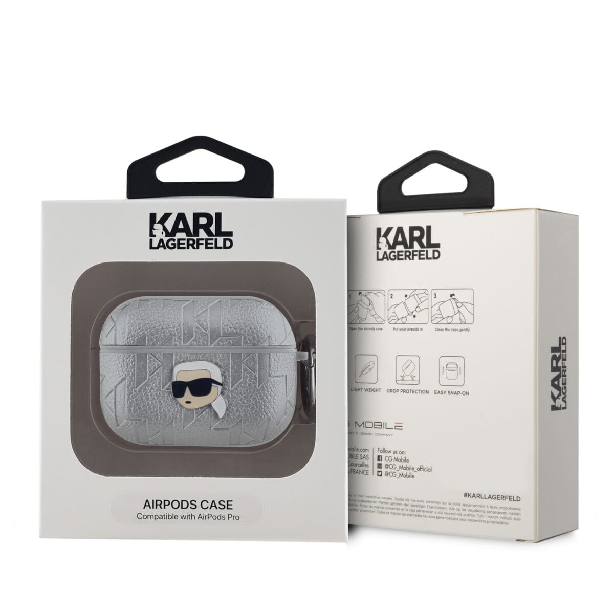 Karl Lagerfeld PU Embossed Karl Head Silver AirPods Pro Tok