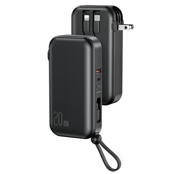 Usams Powerbank PB63 3in1 10000mAh 20W Quick Charge US+EU Plug + Cables USB-C/Lightning/MicroUSB Black 10KCD17201 (US-CD172)