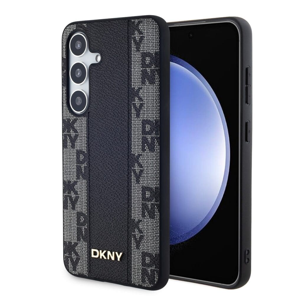 DKNY PU Leather Checkered Pattern MagSafe Black Samsung Galaxy S24 Plus Tok