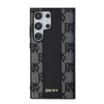 DKNY PU Leather Checkered Pattern MagSafe Black Samsung Galaxy S24 Ultra Tok