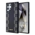 DKNY PU Leather Checkered Pattern MagSafe Black Samsung Galaxy S24 Ultra Tok