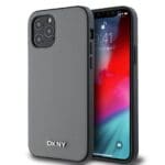 DKNY PU Leather Silver Metal Logo MagSafe Grey iPhone 12/12 Pro Tok