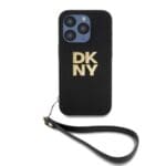 DKNY PU Leather Stack Logo Wrist Strap Black iPhone 15 Pro Max Tok
