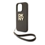 DKNY PU Leather Stack Logo Wrist Strap Brown iPhone 14 Pro Tok