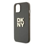 DKNY PU Leather Stack Logo Wrist Strap Brown iPhone 14 Tok