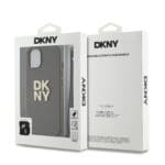 DKNY PU Leather Stack Logo Wrist Strap Brown iPhone 14 Tok