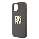DKNY PU Leather Stack Logo Wrist Strap Brown iPhone 15 Tok