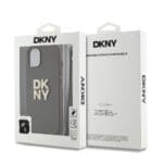 DKNY PU Leather Stack Logo Wrist Strap Brown iPhone 15 Tok