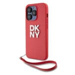 DKNY PU Leather Stack Logo Wrist Strap Red iPhone 14 Pro Tok