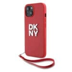 DKNY PU Leather Stack Logo Wrist Strap Red iPhone 14 Tok